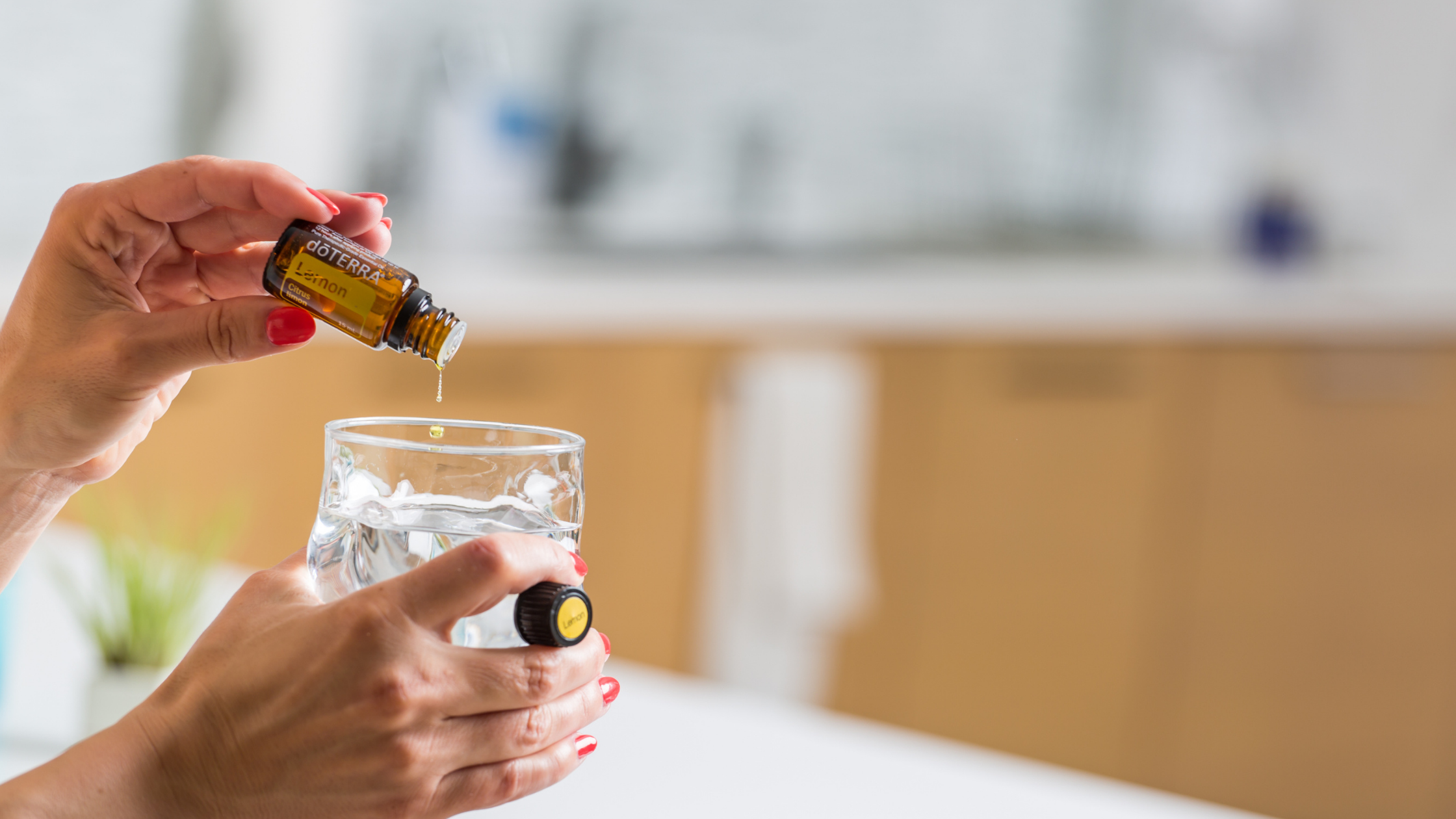 Add doTERRA Lemon essential oil to water
