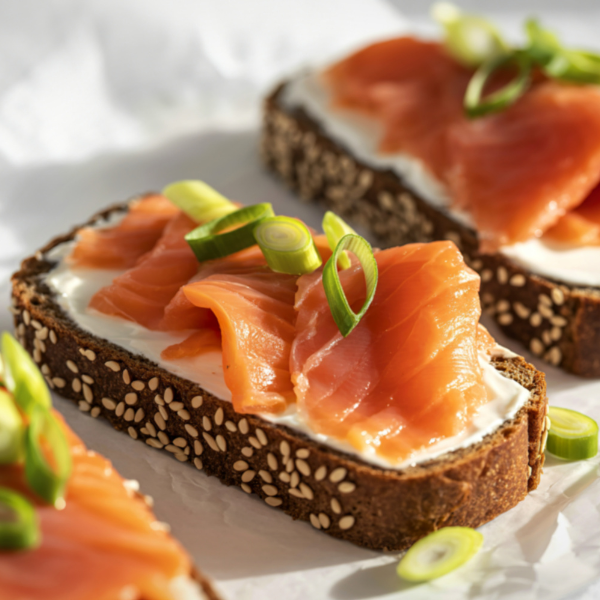 Salmon on dark bread